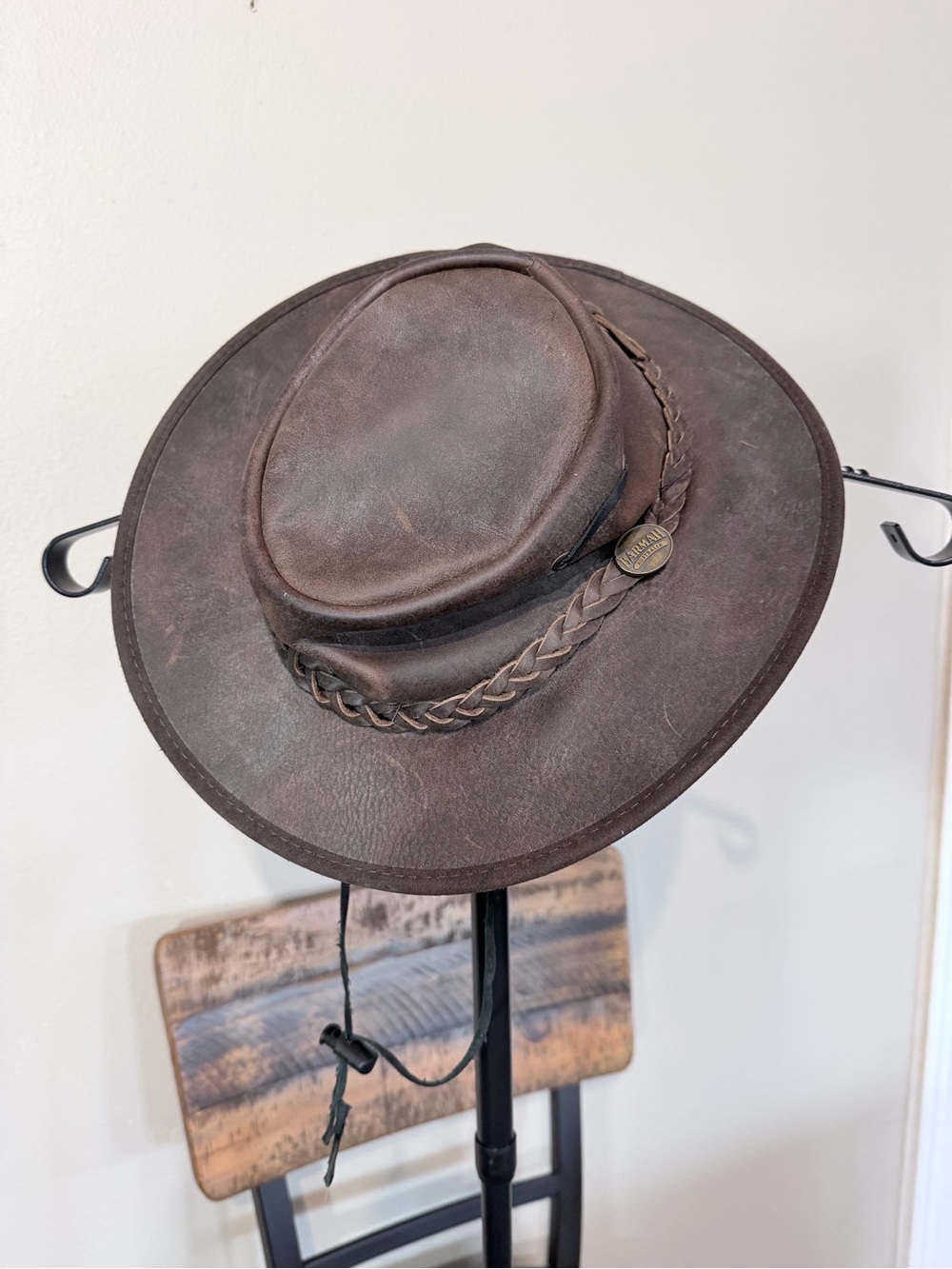 Barmah Australia Brown Leather Wide Brim Western Outback Hat in Medium